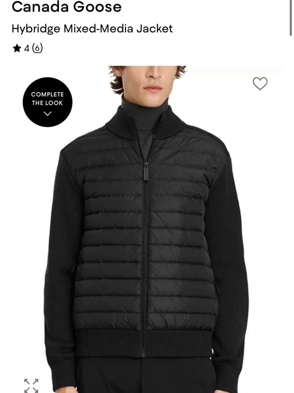 NWT Canada Goose Black HyBridge knit Puffer Jacket, Black Label